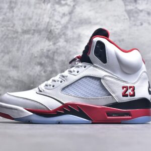 Air Jordan 5 Fire Red“Black Tongue”   （White and red）