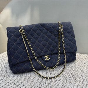 CHANEL 26P Maxi CF Denim Airport Bag