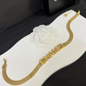 CHANEL Titanium Steel Braided Letter Necklace & Bracelet #X547