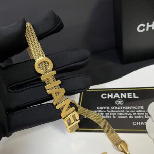 CHANEL Titanium Steel Braided Letter Necklace & Bracelet #X547