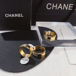 CHANEL Titanium Steel Square Diamond Ring #J044