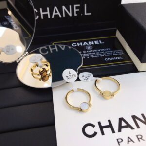 CHANEL Titanium Steel Reversible Mother-of-Pearl Ring #J040
