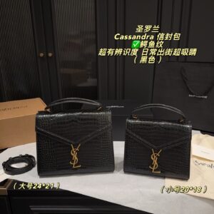 Saint Laurent Cassandra Crocodile-Embossed Bag